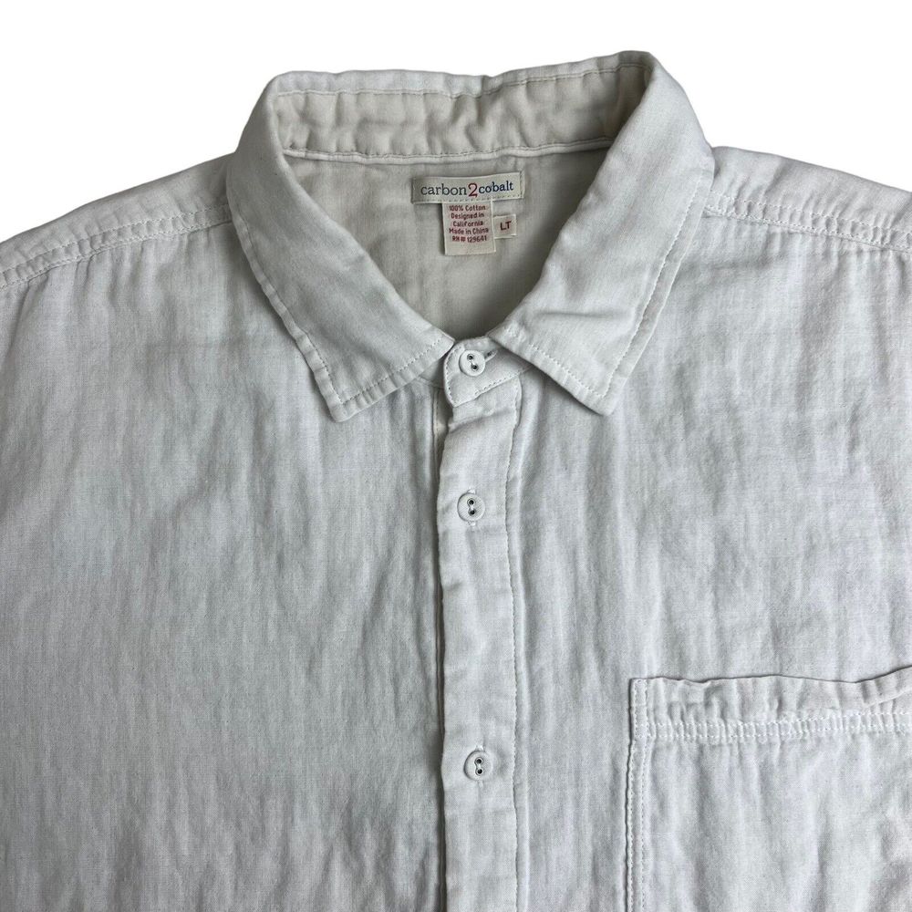 Carbon 2 Cobalt Mens Beige Short Sleeve Cotton Button Up Shirt Large Tall